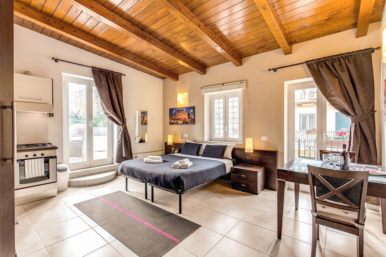 View of Loft/ studio with large private garden terrace | Aurelia Vatican ...